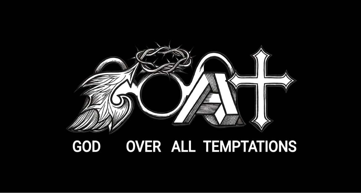 G.O.A.T. artwork — wing, crown of thorns and cross